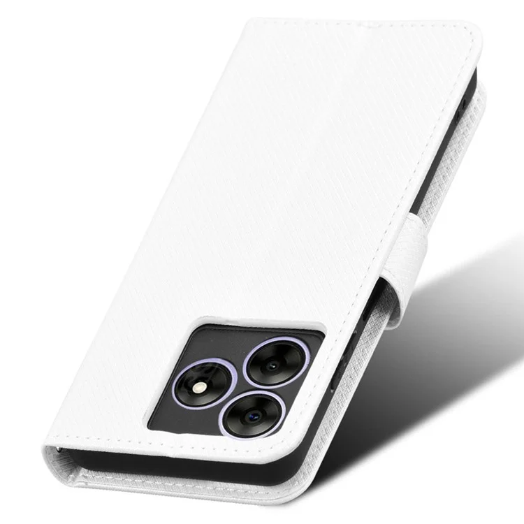 Handyhülle für Blackview Wave 8 / Wave 8C / Oscal Flat 2 PU-Leder Diamant-Textur Wallet Cover - Weiß