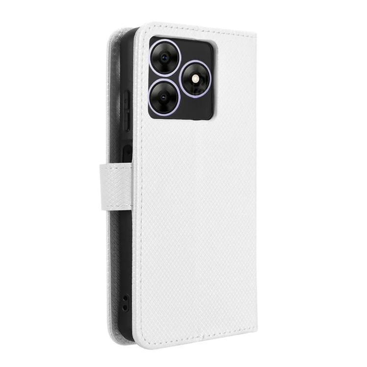 Handyhülle für Blackview Wave 8 / Wave 8C / Oscal Flat 2 PU-Leder Diamant-Textur Wallet Cover - Weiß