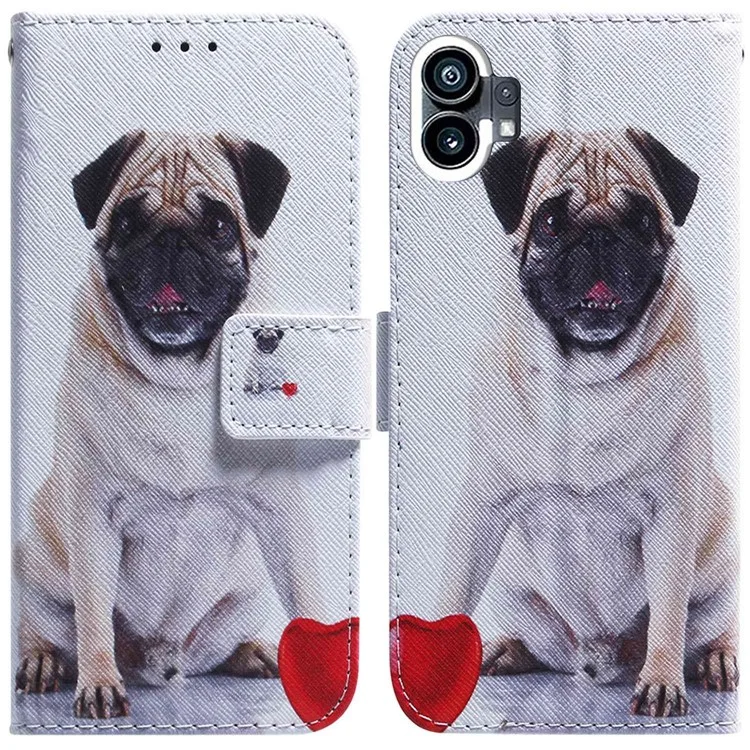Pattern Printing Phone Cover for Nothing phone (1) 5G, Magnetic Clasp Full Protection PU Leather Stand Wallet Case - Pug