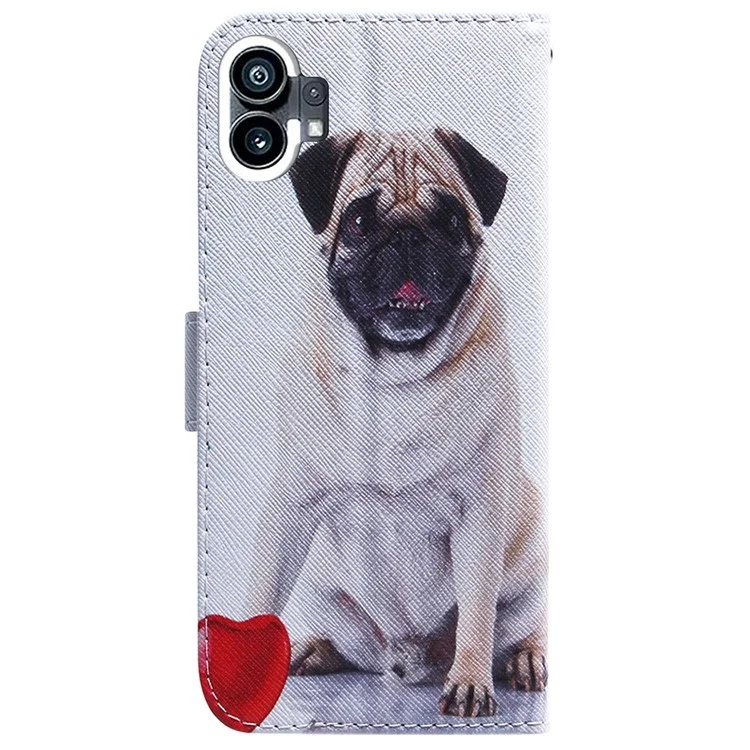 Pattern Printing Phone Cover for Nothing phone (1) 5G, Magnetic Clasp Full Protection PU Leather Stand Wallet Case - Pug