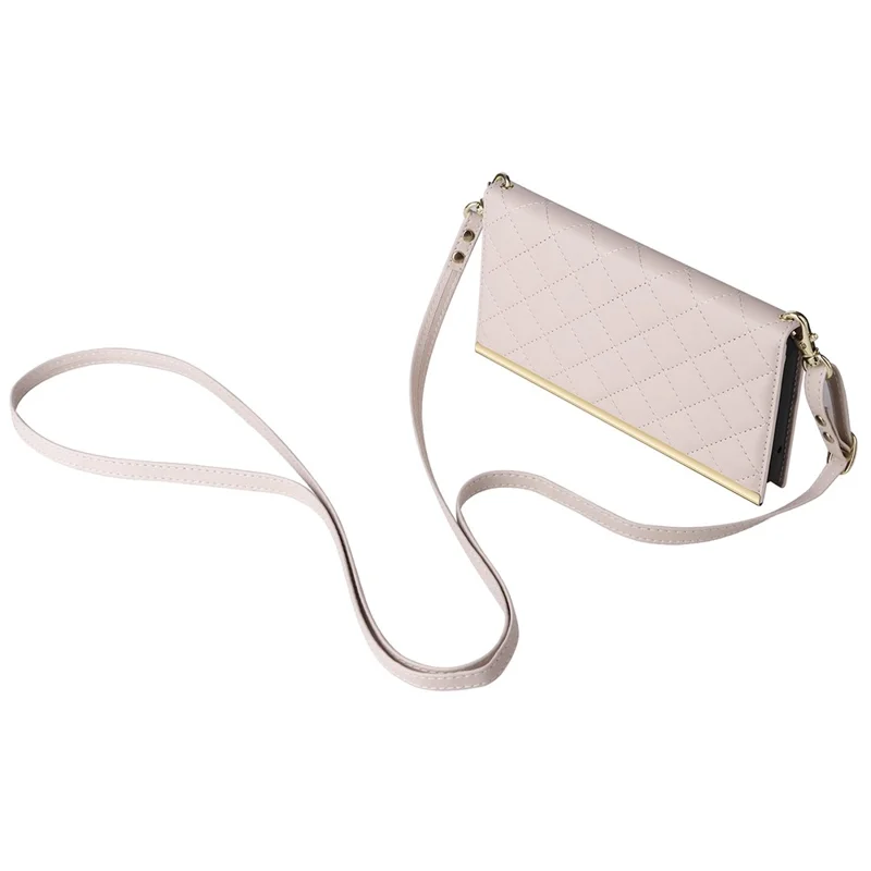 For Samsung Galaxy S25 Case Suction Cup PU Leather Wallet Phone Cover with Straps - Beige