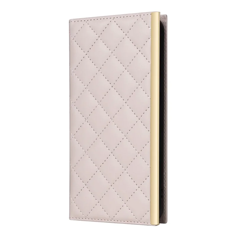 For Samsung Galaxy S25 Case Suction Cup PU Leather Wallet Phone Cover with Straps - Beige