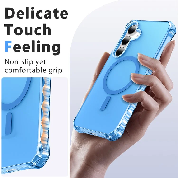 For Samsung Galaxy S25 / S24 Case Compatible with MagSafe Small Wavy Edge PC + TPU Phone Cover - Blue