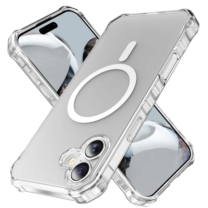 For iPhone 16 Case Compatible with MagSafe Small Wavy Edge PC + TPU Phone Cover - Transparent