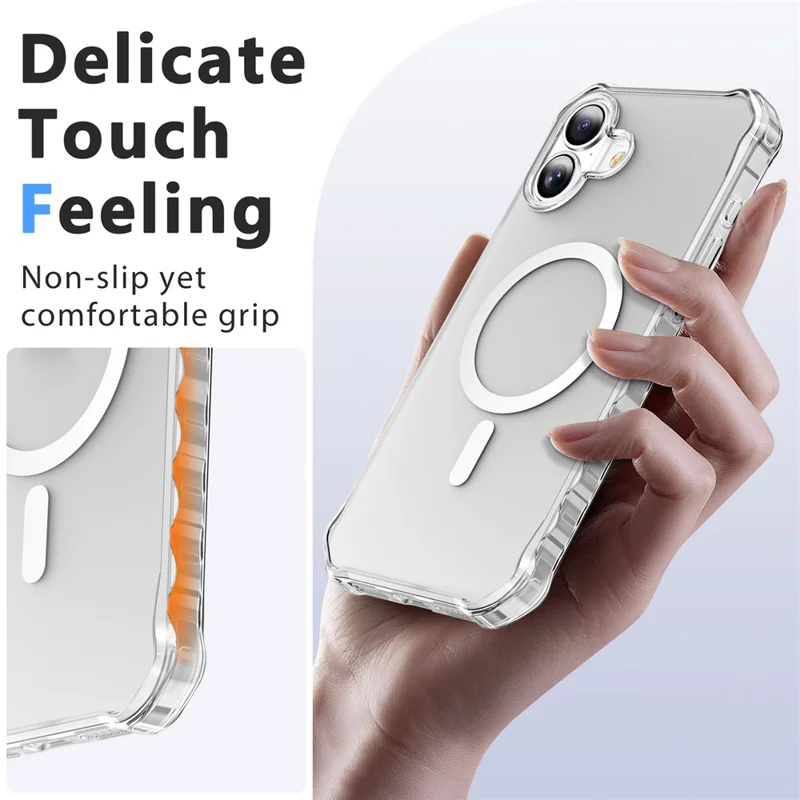For iPhone 16 Case Compatible with MagSafe Small Wavy Edge PC + TPU Phone Cover - Transparent