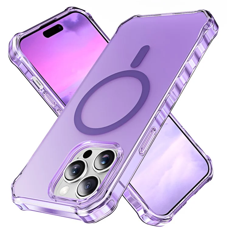 Coque pour iPhone 16 Pro compatible avec MagSafe, bords ondulés en PC + TPU - Violet