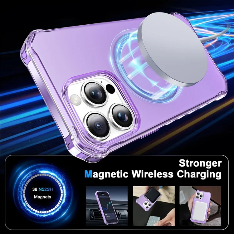 Coque pour iPhone 16 Pro compatible avec MagSafe, bords ondulés en PC + TPU - Violet