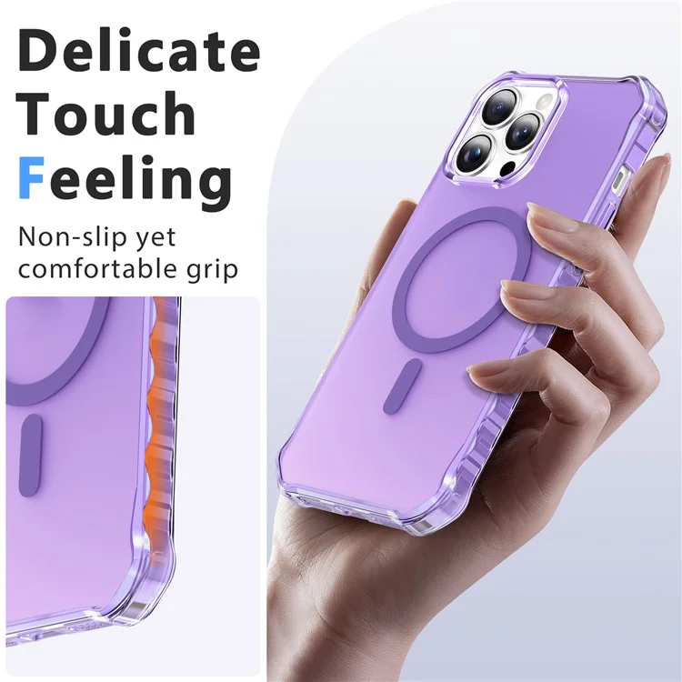 Coque pour iPhone 16 Pro compatible avec MagSafe, bords ondulés en PC + TPU - Violet