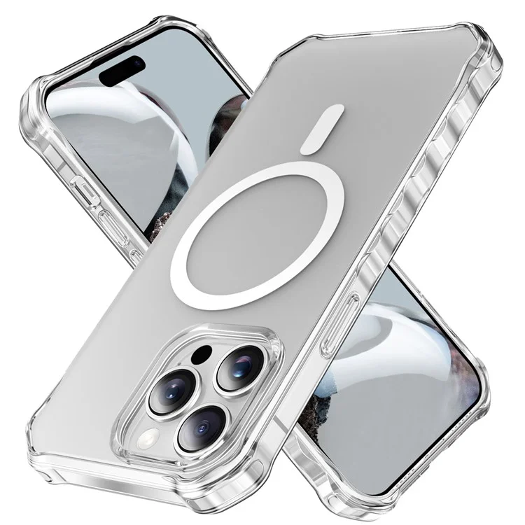 Coque pour iPhone 16 Pro Max compatible avec MagSafe, avec bords ondulés en PC + TPU - Transparente