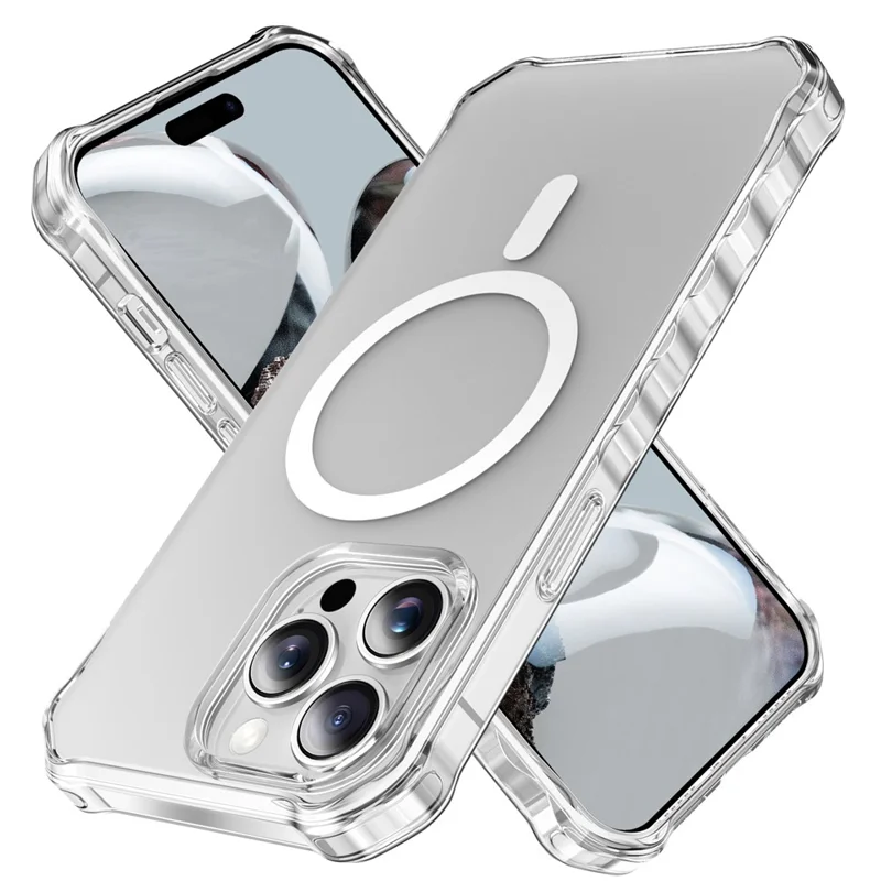 For iPhone 15 Pro Max Case Compatible with MagSafe Small Wavy Edge PC + TPU Phone Cover - Transparent