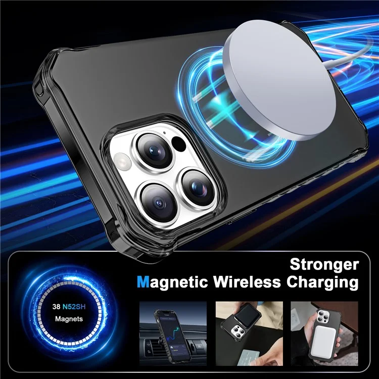 Coque compatible avec iPhone 13 Pro Max avec MagSafe, bord ondulé en PC + TPU - Noir