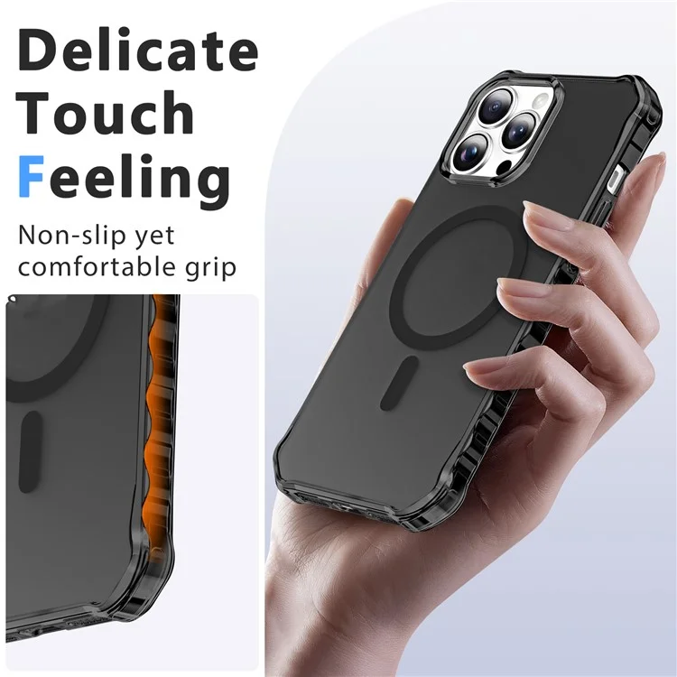Coque compatible avec iPhone 13 Pro Max avec MagSafe, bord ondulé en PC + TPU - Noir