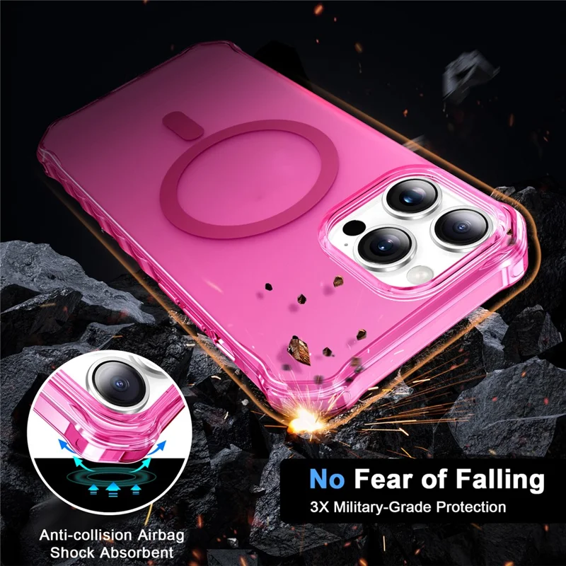 For iPhone 13 Pro Max Case Compatible with MagSafe Small Wavy Edge PC + TPU Phone Cover - Rose
