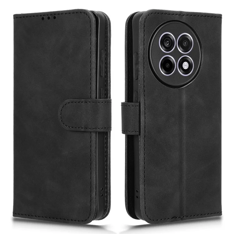 Custodia in pelle per OnePlus 13R 5G / Ace 5 5G / Ace 5 Pro 5G, sensazione di pelle, anti caduta, portafoglio, custodia flip per telefono - Nero