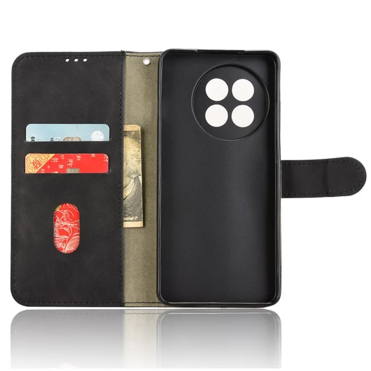 Custodia in pelle per OnePlus 13R 5G / Ace 5 5G / Ace 5 Pro 5G, sensazione di pelle, anti caduta, portafoglio, custodia flip per telefono - Nero