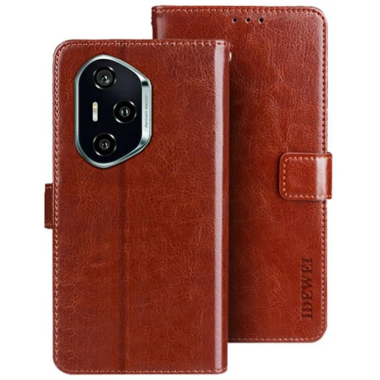 IDEWEI Per Honor 300 Pro Stand Case Crazy Horse Texture Leather Phone Cover - Marrone