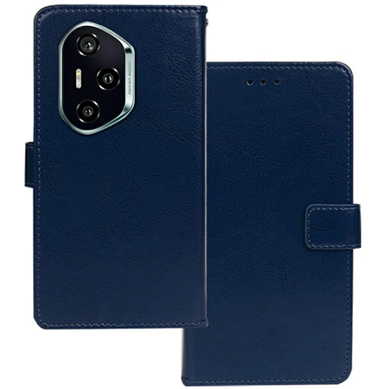 IDEWEI For Honor 300 Pro Case Wallet Leather Phone Cover Crazy Horse Texture - Blue