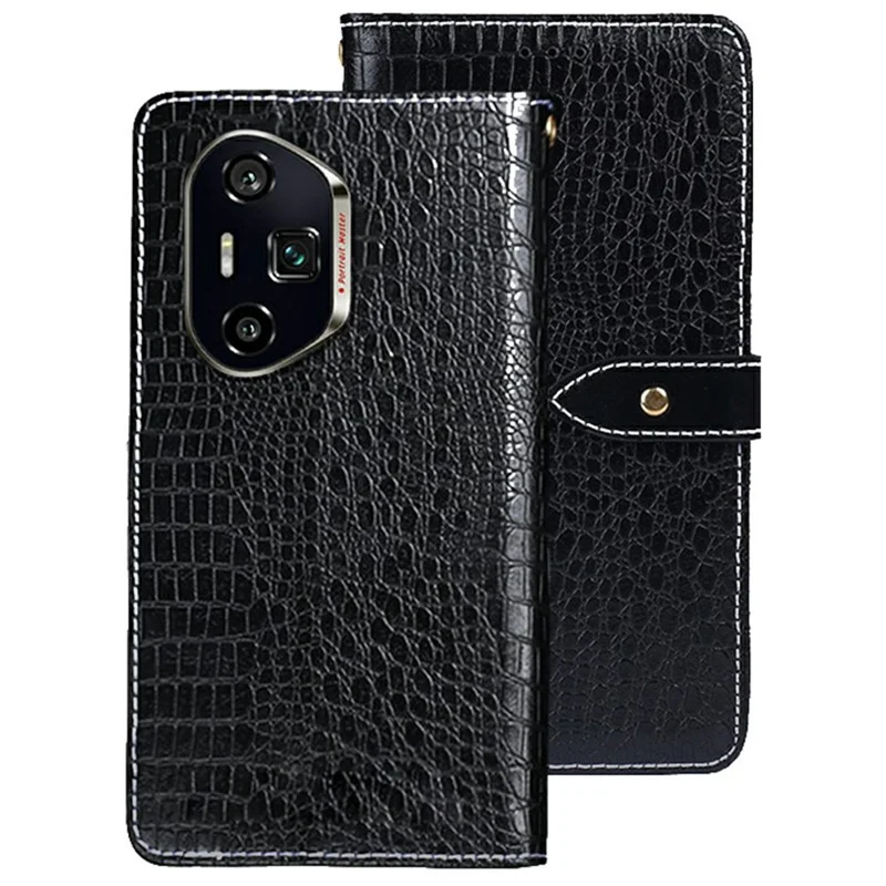 IDEWEI For Honor 300 Ultra Case Crocodile Texture PU Leather Flip Phone Cover - Black