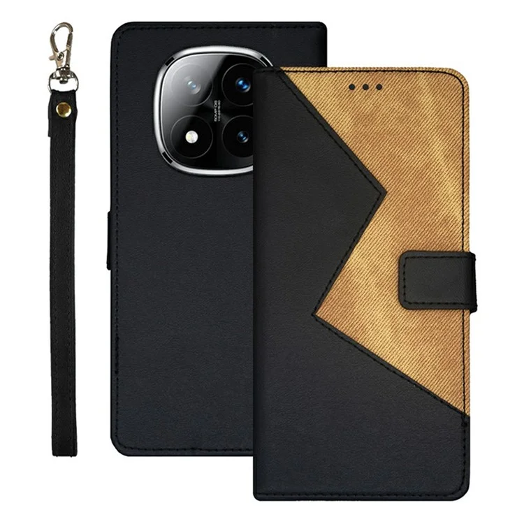IDEWEI Чехол для Xiaomi Redmi Note 14 Pro 5G с слотами для карт, сплетенная цветная кожаная крышка - Черный