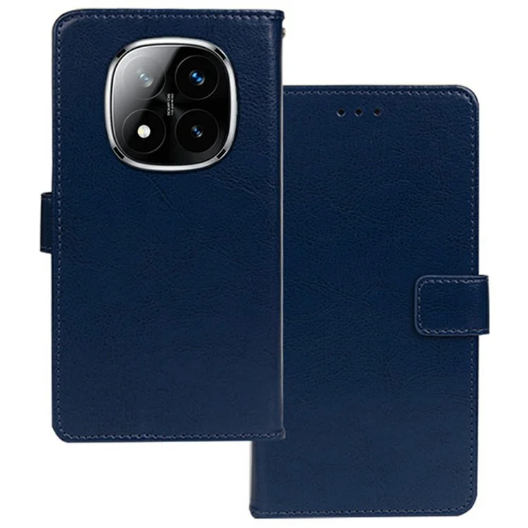IDEWEI Hülle für Xiaomi Redmi Note 14 Pro 5G mit Kartenfächern, Ledertelefon-Cover mit Crazy-Horse-Textur - Blau