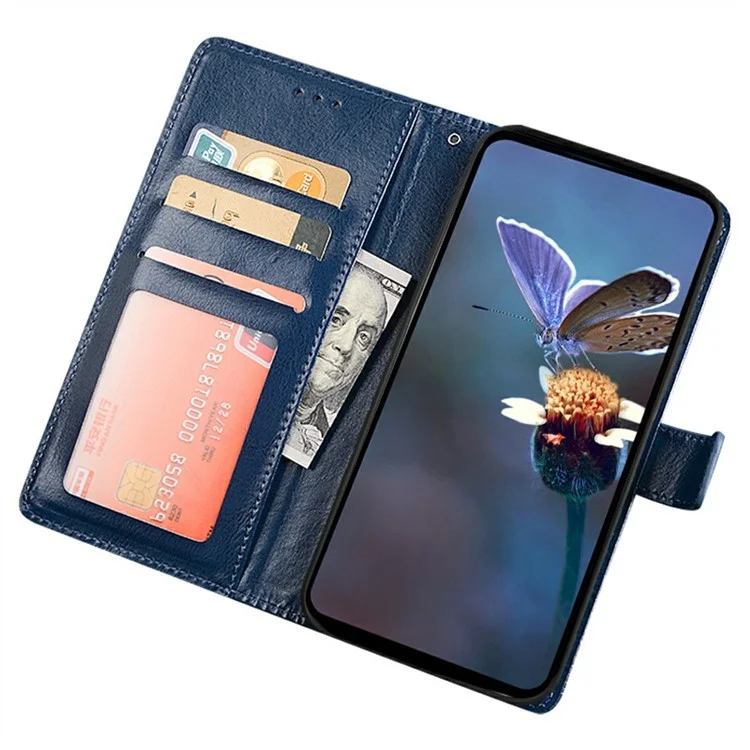 IDEWEI Hülle für Xiaomi Redmi Note 14 Pro 5G mit Kartenfächern, Ledertelefon-Cover mit Crazy-Horse-Textur - Blau