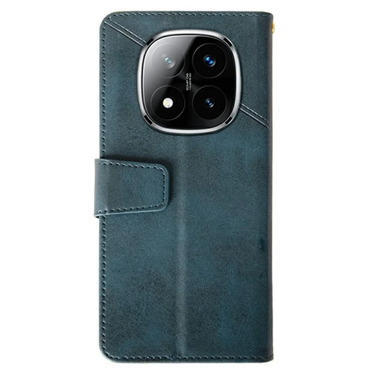 Custodia in pelle per Xiaomi Redmi Note 14 Pro 5G, cover a portafoglio con supporto, texture in vitello - Blu