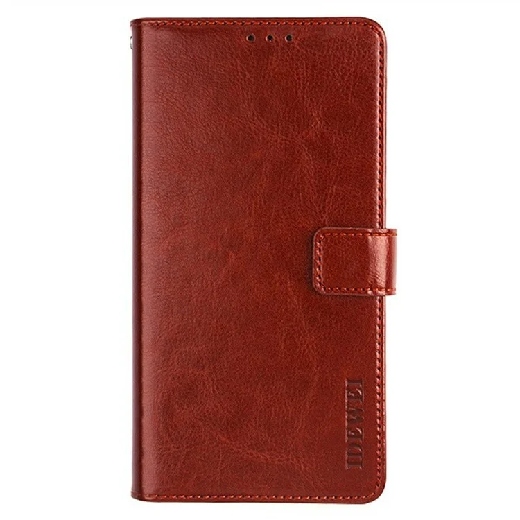 IDEWEI Per Xiaomi Redmi Note 14 Pro+ 5G Stand Case Crazy Horse Texture Leather Phone Cover - Marrone