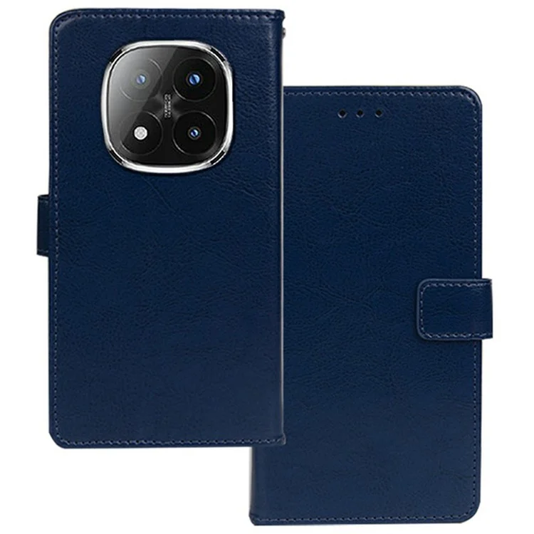 IDEWEI Hülle für Xiaomi Redmi Note 14 Pro+ 5G mit Kartenschlitzen, Lederhandy-Abdeckung mit Crazy-Horse-Textur - Blau