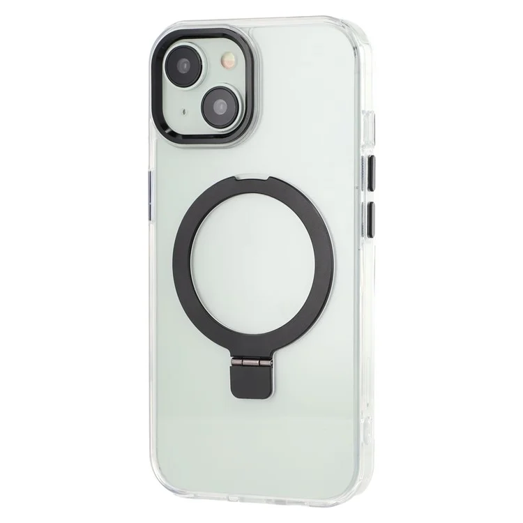 Capa para iPhone 14 compatível com MagSafe, com suporte, TPU + PC, capa de telefone transparente - Preta
