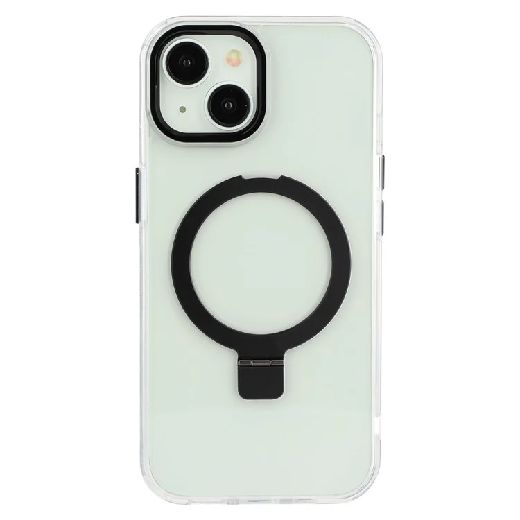 Capa para iPhone 14 compatível com MagSafe, com suporte, TPU + PC, capa de telefone transparente - Preta