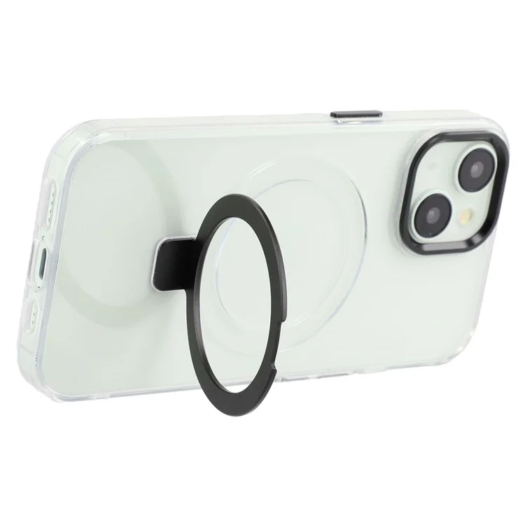 Capa para iPhone 14 compatível com MagSafe, com suporte, TPU + PC, capa de telefone transparente - Preta