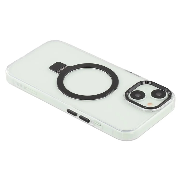 Capa para iPhone 14 compatível com MagSafe, com suporte, TPU + PC, capa de telefone transparente - Preta