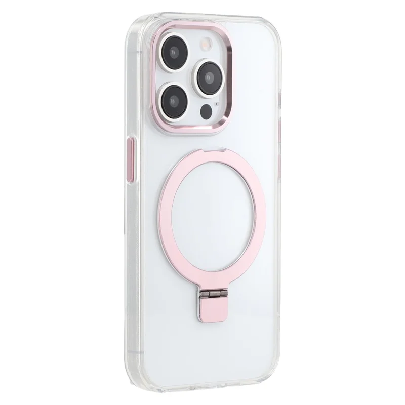 For iPhone 15 Pro Max Case Compatible with MagSafe Kickstand TPU + PC Clear Phone Cover - Rose Gold