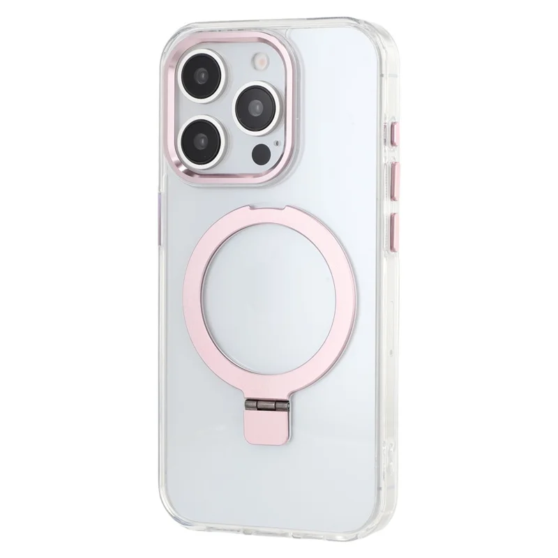 For iPhone 15 Pro Max Case Compatible with MagSafe Kickstand TPU + PC Clear Phone Cover - Rose Gold