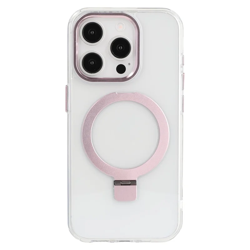 For iPhone 15 Pro Max Case Compatible with MagSafe Kickstand TPU + PC Clear Phone Cover - Rose Gold