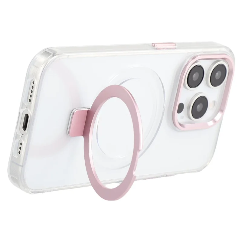 For iPhone 15 Pro Max Case Compatible with MagSafe Kickstand TPU + PC Clear Phone Cover - Rose Gold