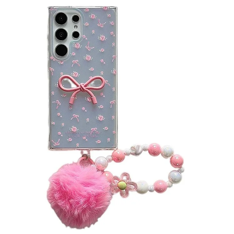 Custodia per Samsung Galaxy S24 Ultra con motivo floreale, cover in TPU IMD con catena