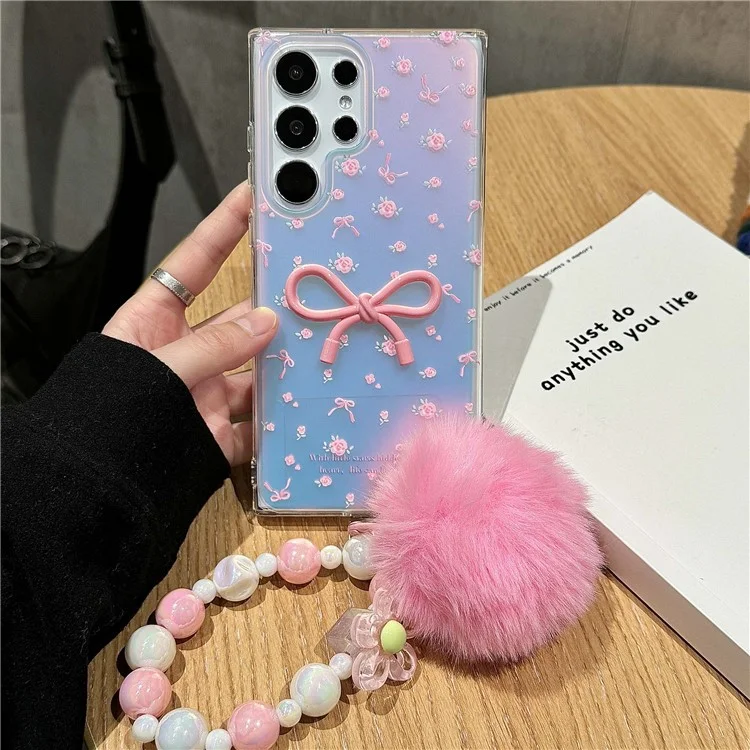 Custodia per Samsung Galaxy S24 Ultra con motivo floreale, cover in TPU IMD con catena