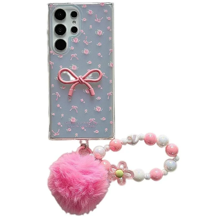 Funda para Samsung Galaxy S25 Ultra Diseño de flores IMD TPU Cubierta de teléfono con cadena