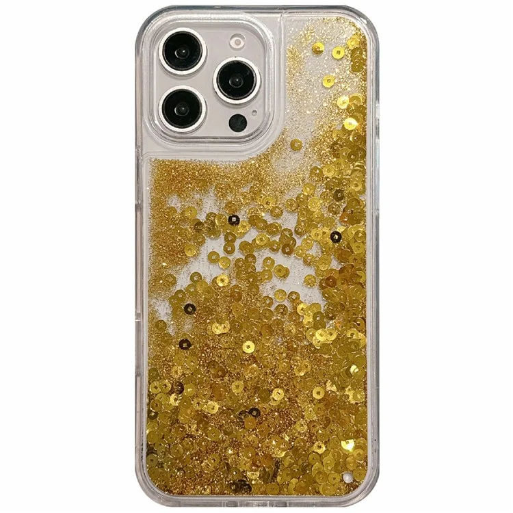 For iPhone 16 Pro Max Case Glitter Quicksand Flowing TPU + PC Phone Cover