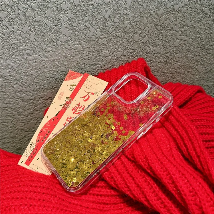 For iPhone 16 Pro Max Case Glitter Quicksand Flowing TPU + PC Phone Cover