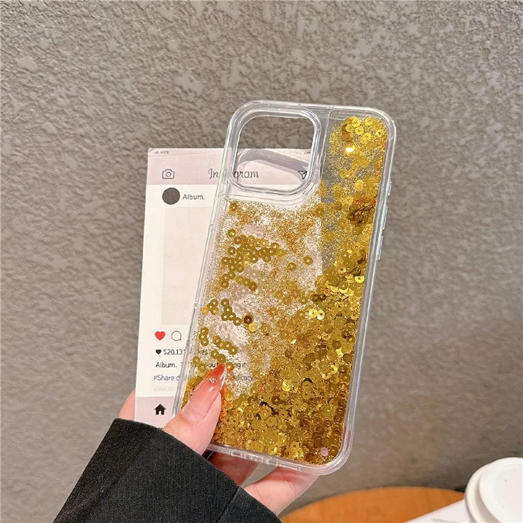 For iPhone 16 Pro Max Case Glitter Quicksand Flowing TPU + PC Phone Cover