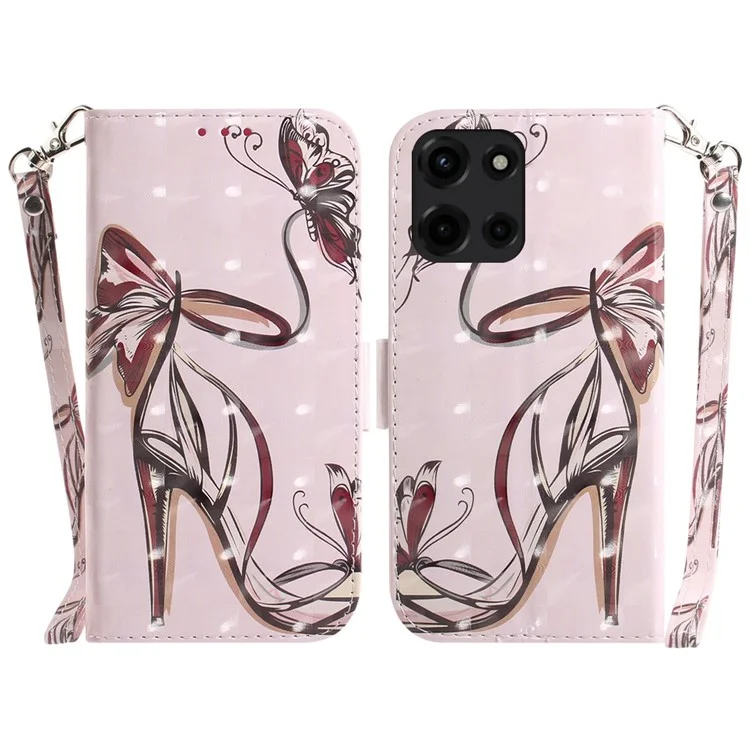 Für Motorola Moto G 5G (2025) Hülle Muster Printing Leder Brieftasche Handyhülle - Schmetterling High Heels