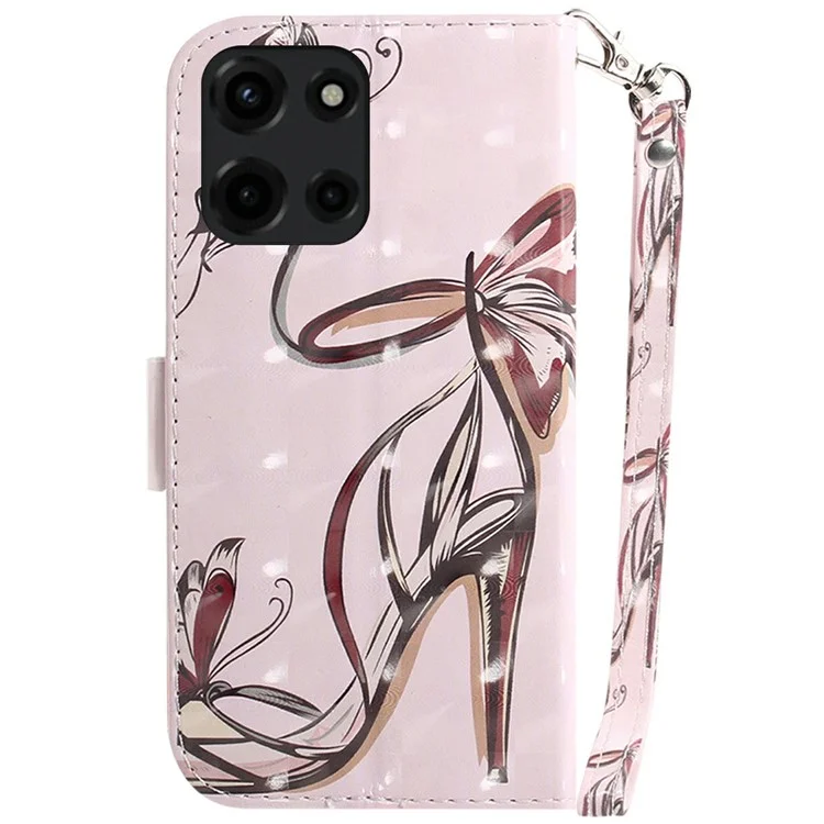 Für Motorola Moto G 5G (2025) Hülle Muster Printing Leder Brieftasche Handyhülle - Schmetterling High Heels