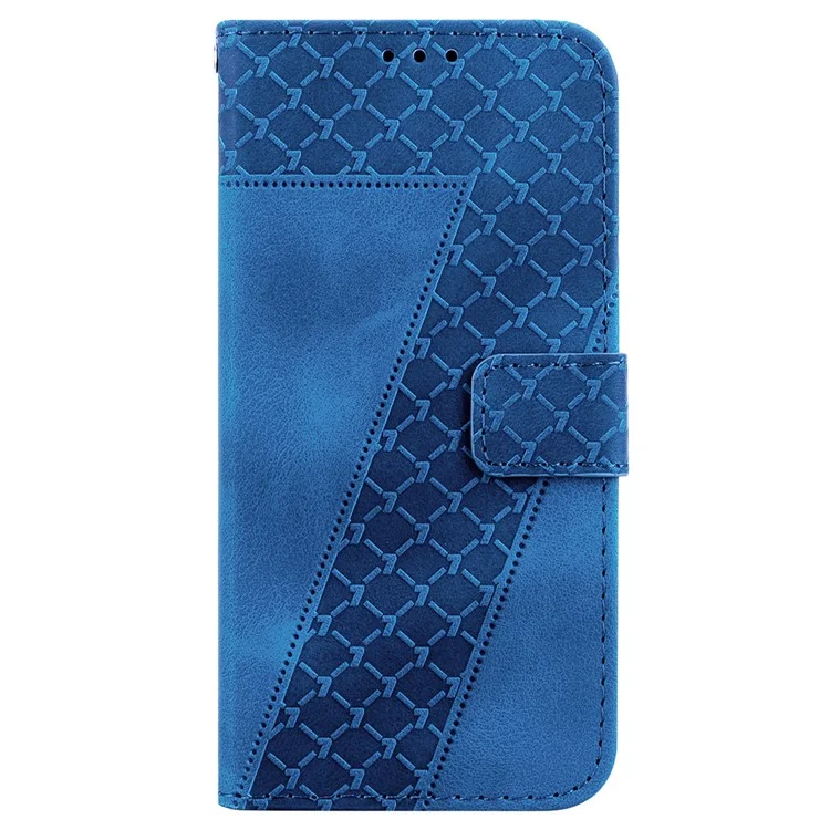 Funda de pie para Motorola Moto G 5G (2025) con patrón en forma de 7 y diseño de cuero - Azul oscuro