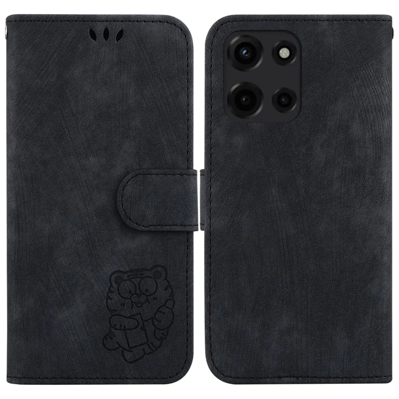 Étui portefeuille pour Motorola Moto G 5G (2025) avec motif tigre en cuir résistant aux chocs - Noir