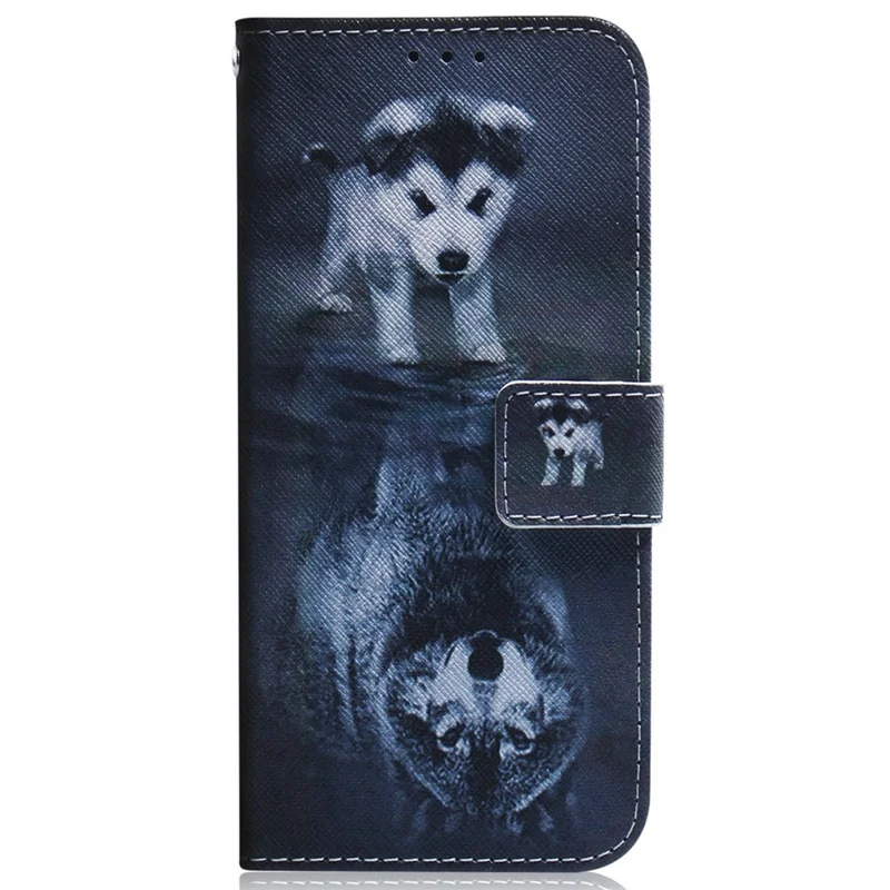 For Motorola Moto G 5G (2025) Wallet Case Pattern Print Leather Phone Cover - Dog and Wolf