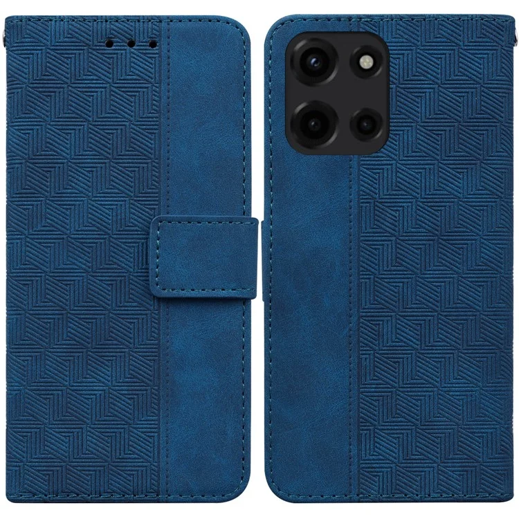 Für Motorola Moto G 5G (2025) Hülle Geometrisches Muster Leder Brieftasche Handyhülle - Blau