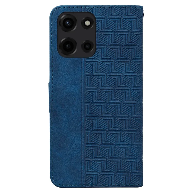Für Motorola Moto G 5G (2025) Hülle Geometrisches Muster Leder Brieftasche Handyhülle - Blau