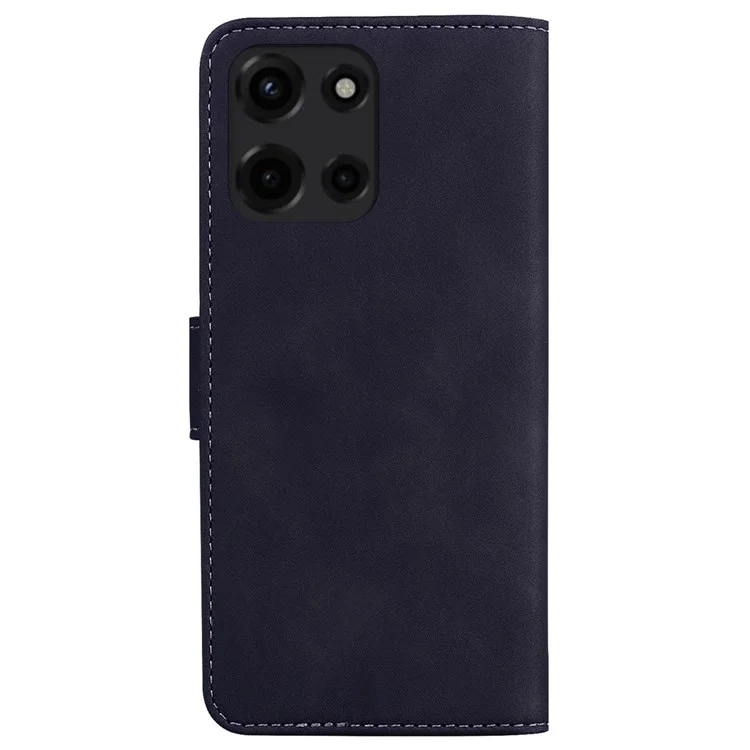 Für Motorola Moto G 5G (2025) Ständerfall PU-Leder Handyhülle mit Schmetterlingsdruck - Schwarz